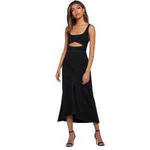 TOPSHOP Racer Bodycon Midi Dress Cut Out Front Black 10